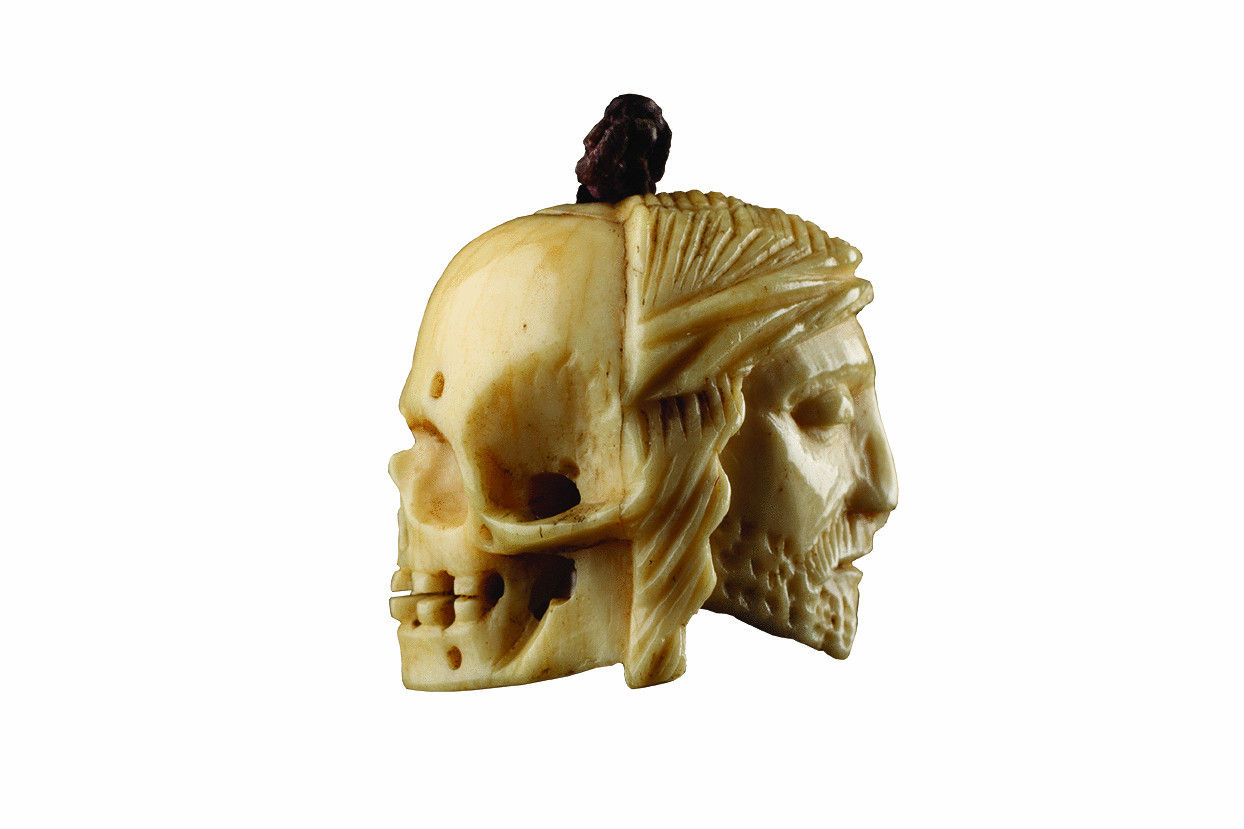 South German Carved Bone Rosary Bead